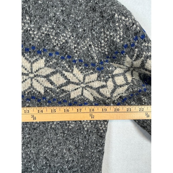 Lorenzo Magni Mens Wool Blend Fair Isle Quarter Zip Sweater Grey Made in Italy S - Picture 8 of 9